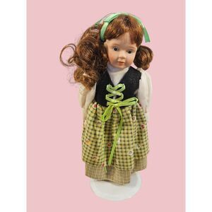 Vintage Doll with Red Hair and Green Checkered Dress -- ITEM #3104